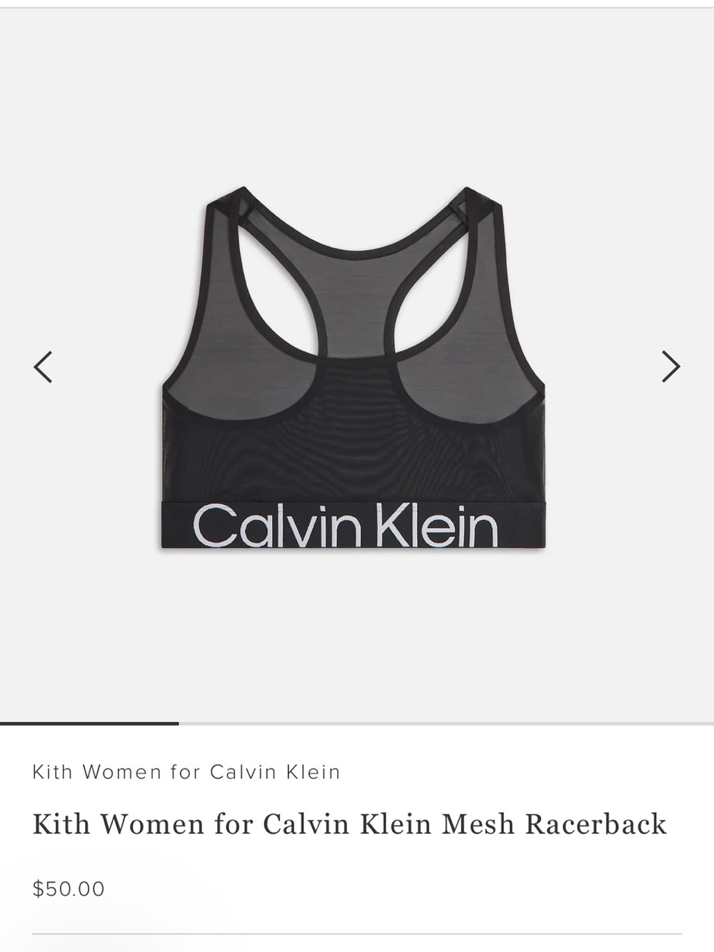 Kith x Calvin Klein Black Mesh Racerback Bralette